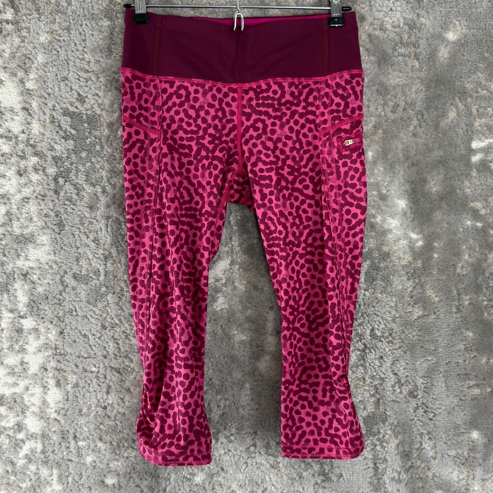 Lululemon Size 4 Polka Dot Abstract Flat Front Zip Pocket Leggings Pink‎ Pants
